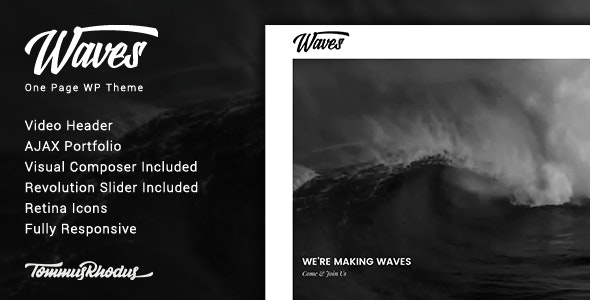 Waves - Fullscreen Video One-Page WordPress Theme