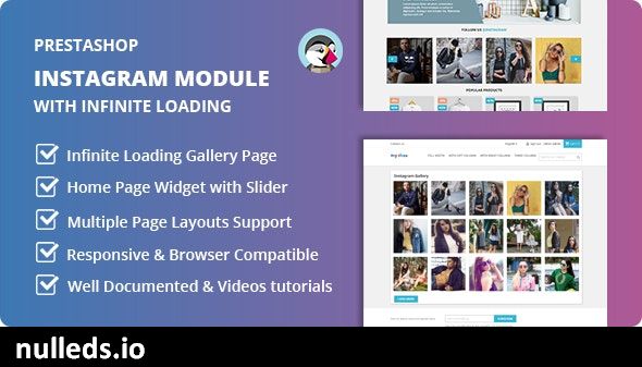 Instagram Home Widget and Page Gallery with Infinite Loading Module for Prestashop