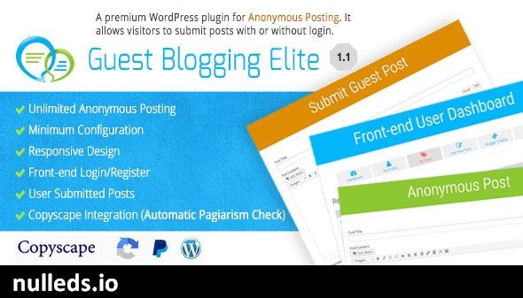 Guest Blogging Elite - Anonymous Post Plugin