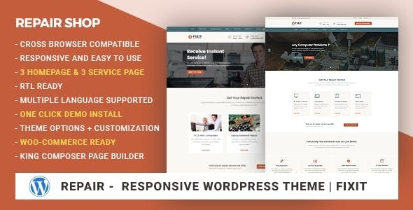 Phone, Computer Repair Shop Responsive WordPress Theme - Fixit