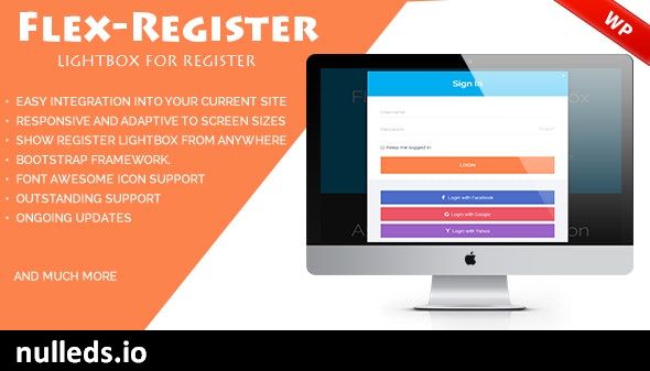 Flex-Register - Bootstrap 3 lightbox for Register Wordpress