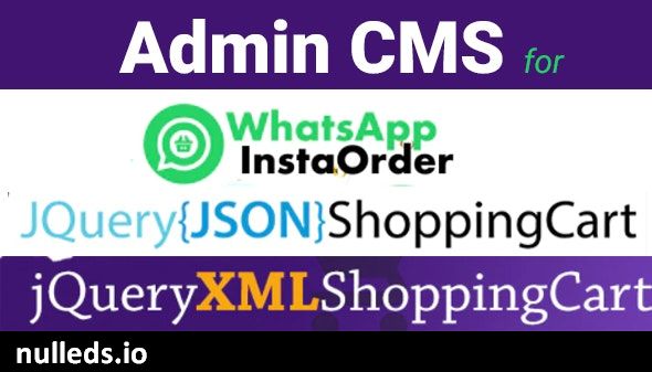 Admin CMS for WhatsApp Insta Order - jQuery JSON Store Shop - jQuery XML Store Shop