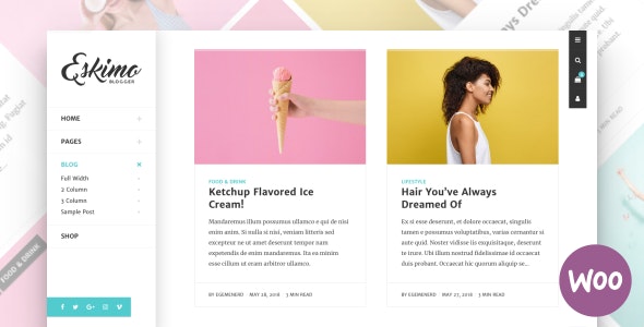 v1.8.4 Eskimo - Minimal Personal WordPress Blog & Shop Theme