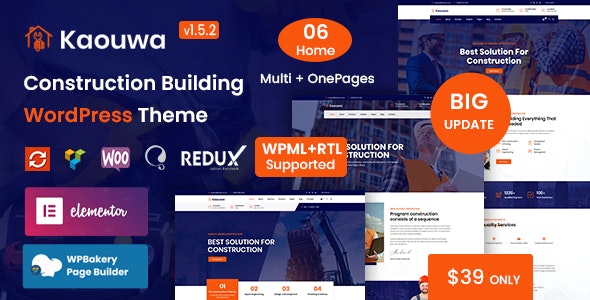 Kaouwa - Construction Building WordPress Theme