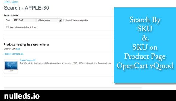 Search By SKU - SKU on Product Page - OpenCart