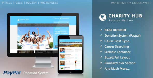 Charity Hub (v1.4.9) Nonprofit / Fundraising WordPress