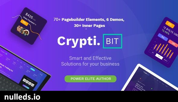 CryptiBIT - Technology, Cryptocurrency, ICO/IEO Landing Page WordPress theme