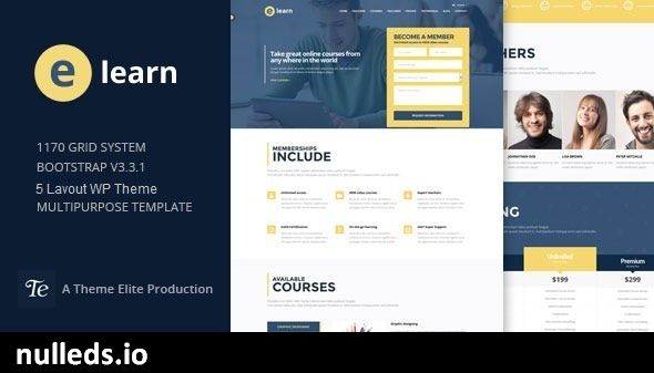 e-Learn - Onepage Bootstrap Education WordPress Theme