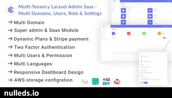 Multi-Tenancy Laravel Admin Saas - Domains, Users, Role, Permissions & Settings