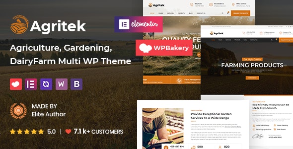 Agritek - Agriculture, Dairyfarm and Gardening WordPress Theme