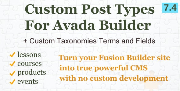 Custom Post Types, Taxonomies and Fields for Avada Builder