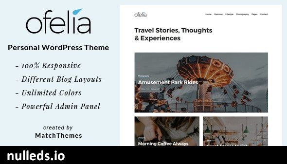 Ofelia - Travel Personal WordPress Blog Theme