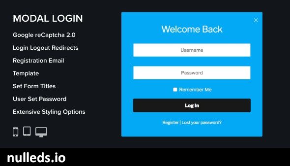 Modal Login Register Forgotten Wordpress Plugin