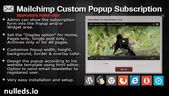 Mailchimp Custom Popup Subscription for wordpress