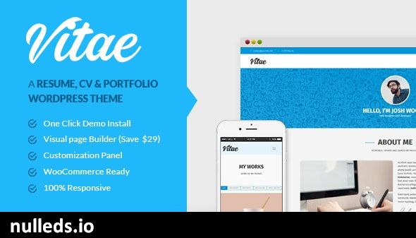 Vitae: Resume, CV & Portfolio | Personal WordPress Theme with Shop