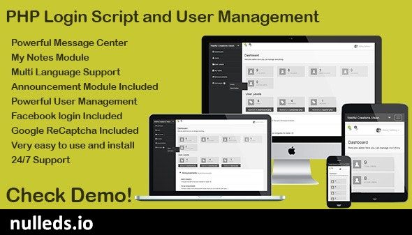 PHP Login & User Management with message center