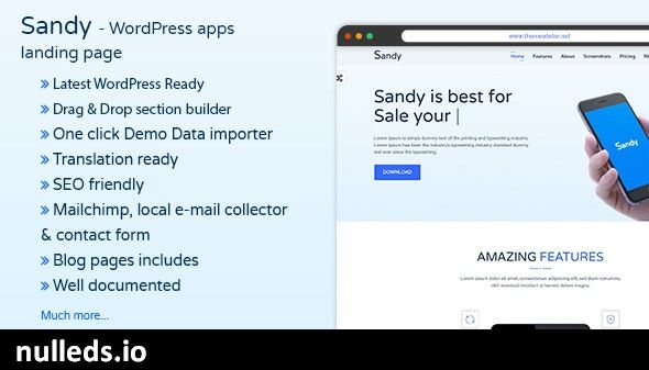 SANDYWP - Apps Landing Page WordPress Theme