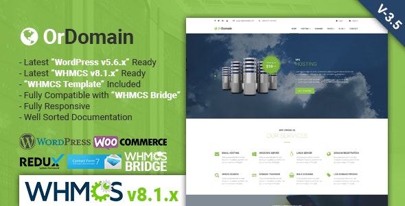 OrDomain | Responsive WHMCS Hosting WordPress Theme