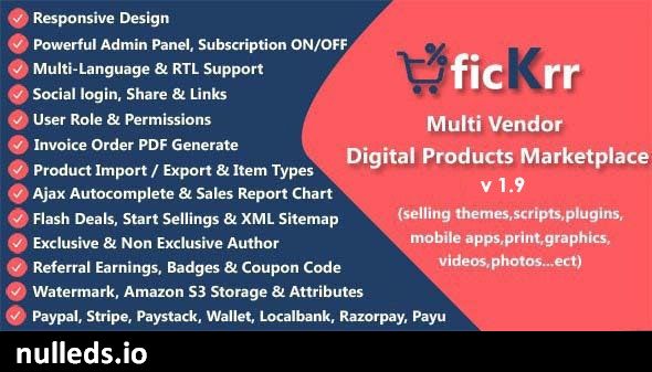 ficKrr - Multi Vendor Digital Products Marketplace with Subscription ON / OFF