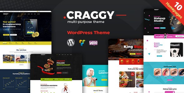 Craggy - Food Delivery, Services & Bitcoin Crypto Currency Multi-purpose WordPress Theme