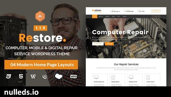 Restore - Computer, Mobile & Digital Repair Service WordPress Theme