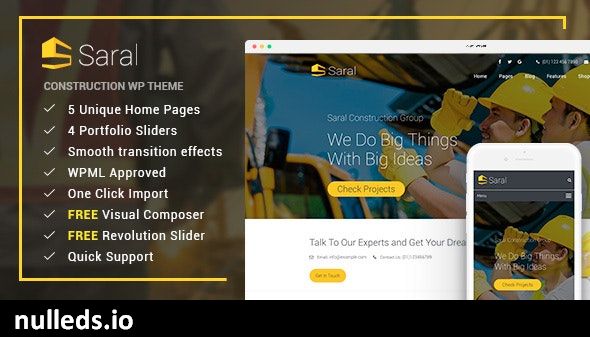 Saral - Construction Building Responsive WordPress Theme