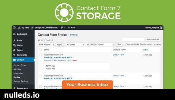 Storage for Contact Form CF7