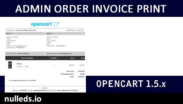 Admin-Side Order Invoice Print Layout - OpenCart