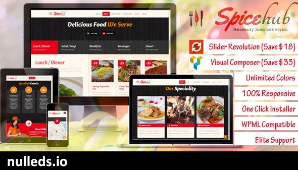 SpiceHub - Restaurant / Bar  WordPress Theme