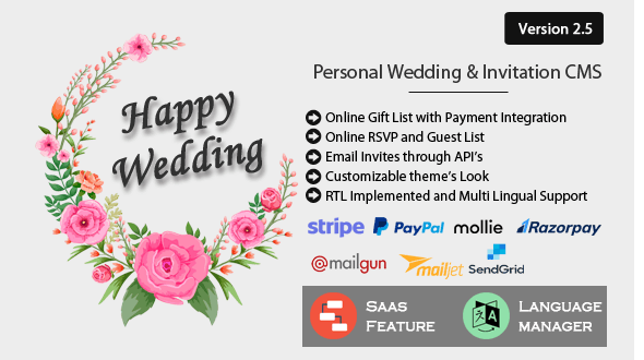 Happy Wedding - Personal Wedding & Invitation CMS