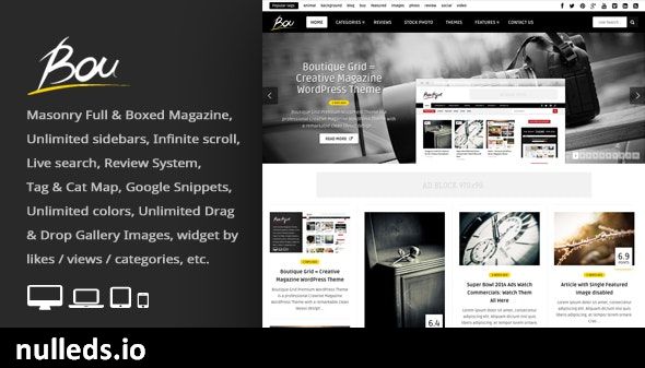 Bou = Masonry Review Magazine Blog WordPress Theme