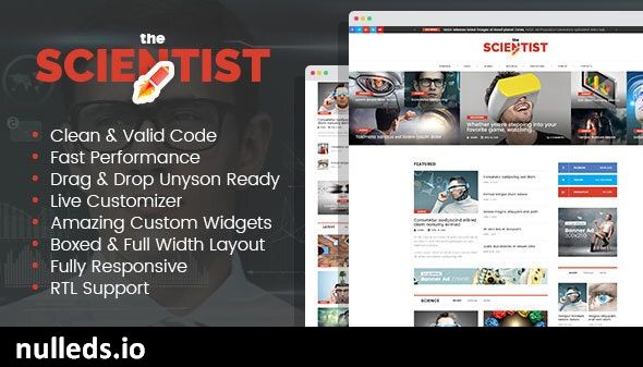 The Scientist - innovations and research news magazine WordPress theme