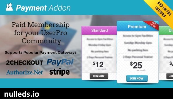 Payment Addon for UserPro