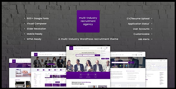 Recruitment Agency - Multi Industry Responsive WordPress Theme