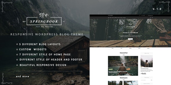 Springbook - Responsive WordPress Blog Travel Photography Theme