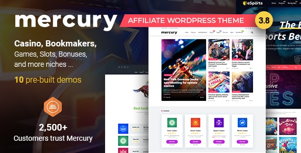 Mercury - Affiliate WordPress Theme. Casino, Gambling & Other Niches. Reviews & News