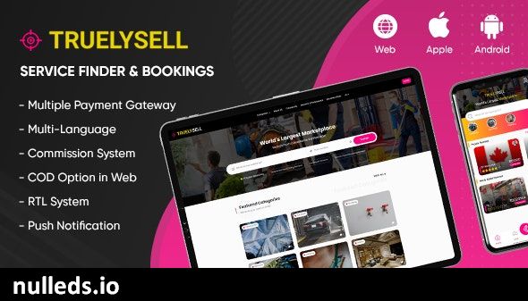 TruelySell - On-demand Service Marketplace, Nearby Service Finder and Bookings (Web + Android + iOS)