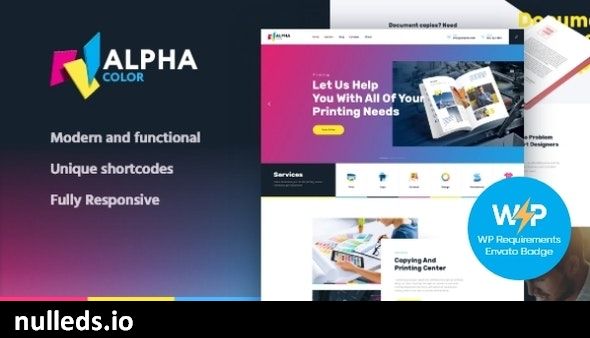 AlphaColor | Type Design & Printing Services WordPress Theme + Elementor