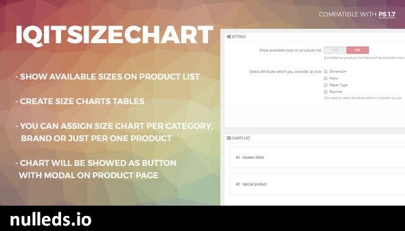 Flexible size guide(chart) & sizes on product list