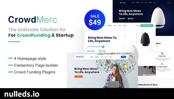 Crowdmerc - Crowdfunding Startup Fundraising WordPress Theme