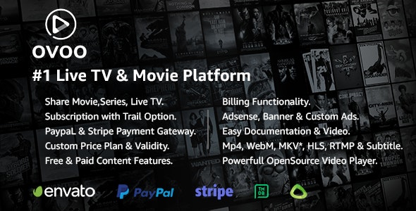 v3.4.0 OVOO - Live TV & Movie Portal CMS with Membership System