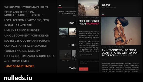 BRAVE - A dark, clean, fully responsive WP theme