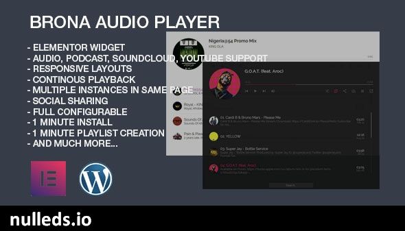 Brona Audio Player With Playlist Elementor Widget