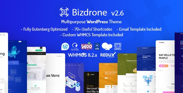 Bizdrone | ICO Crypto Landing & Cryptocurrency WordPress Theme​ with whmcs Template