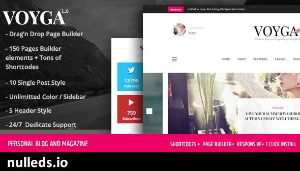 Voyga - Personal Blog and Magazine Responsive WordPress Theme