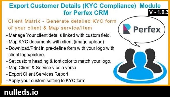 Export Customer Details (KYC Compliance)  Module for Perfex CRM