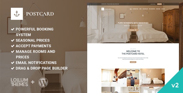 Postcard - Modern Hotel WordPress Theme