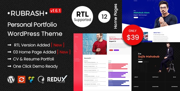 Rubrash - Personal Portfolio WordPress Theme