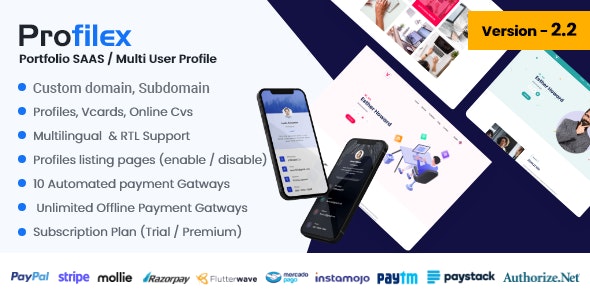 Profilex - Portfolio Builder SAAS / Multi-User Profile (Multitenancy)