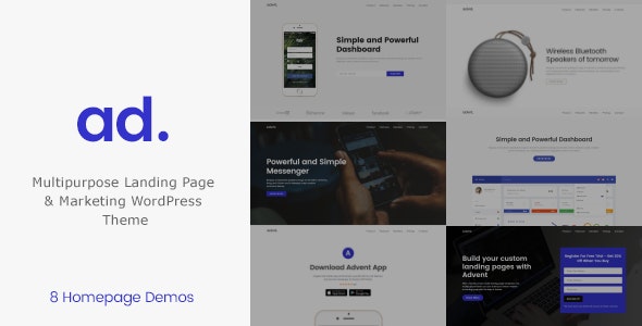 Advent - Marketing Landing Page WordPress Theme